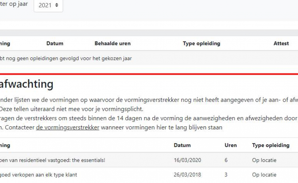 Nieuwe functionaliteit in het vormingsluik van je personal account Nieuwe functionaliteit in het vormingsluik van je personal account