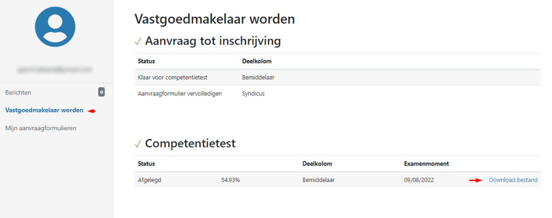 Competentietest raadplegen